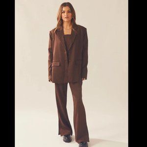 NWT Peppermayo Talula Pinstripe Pants & Blazer SET - Chocolate Brown - US 8